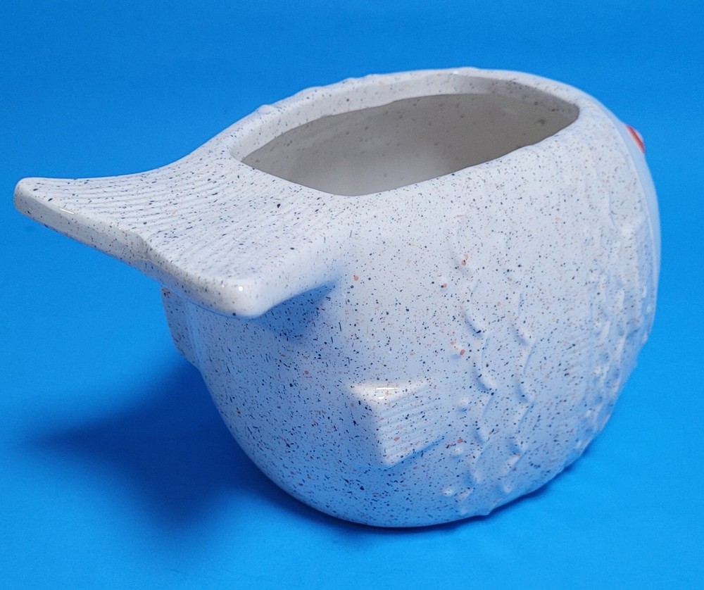 Streamline Speckled Ceramic Fish Pot/Planter 8 Inches Long