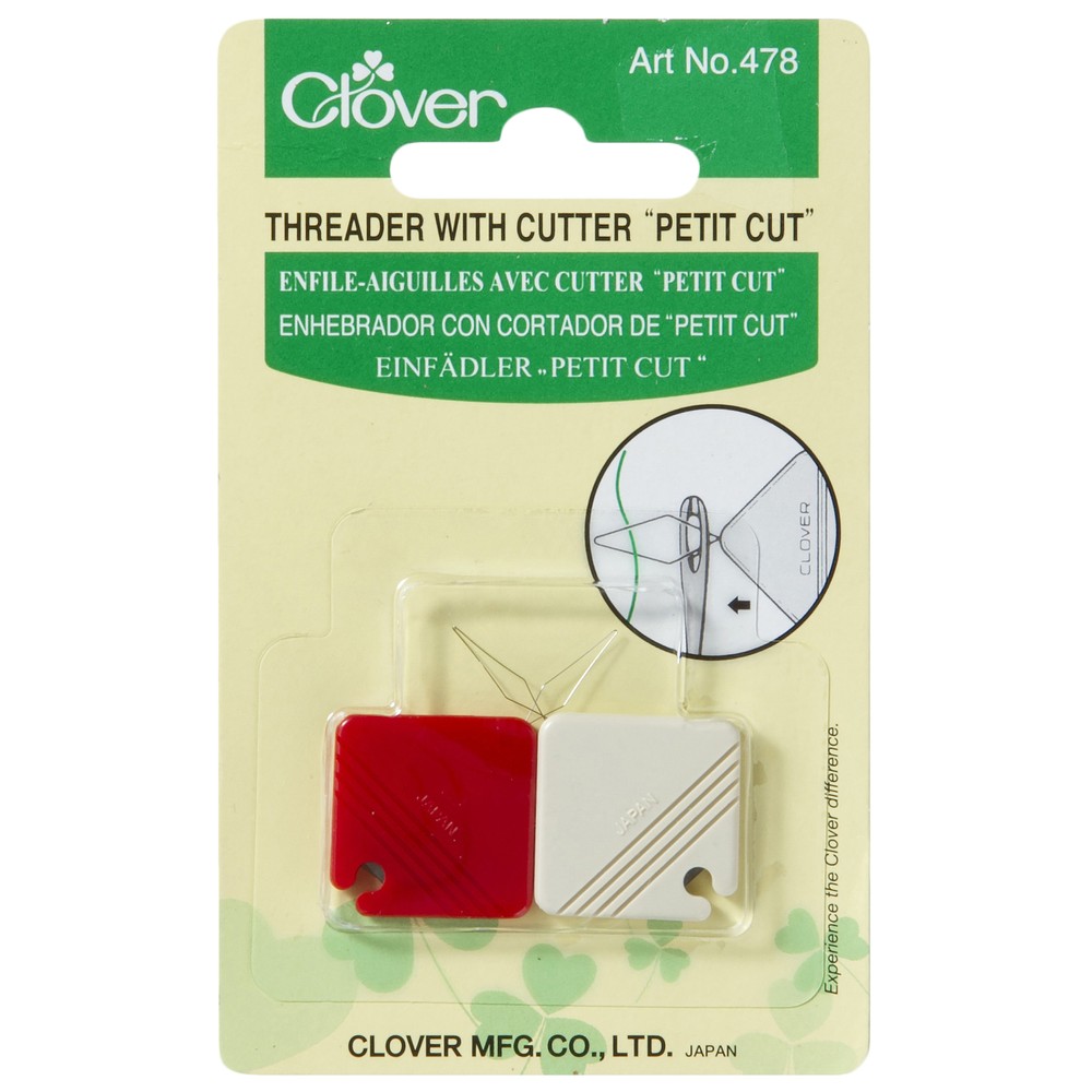 Clover Needle Threader - with Cutter - Petit Cut - Sewing - Needlework - CL478