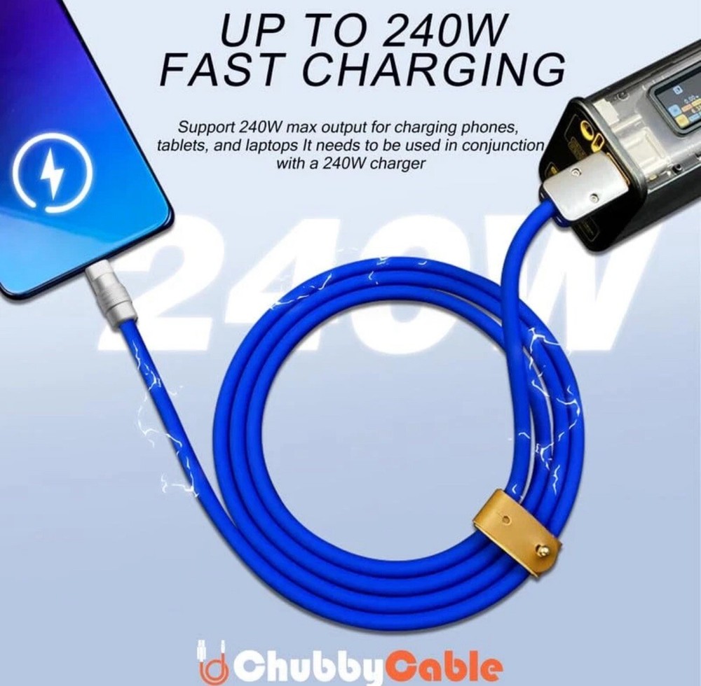 Chubby 2.0 Fast Charging Cable Durable Soft Silicone USB C Cable 240W 8.2ft