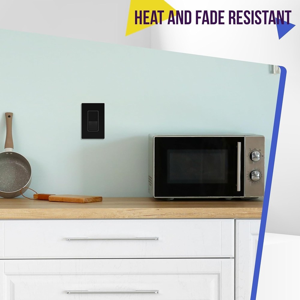 Matte Black Light Switch, Decorator Paddle Rocker Wall Switch, Single Pole, 3...