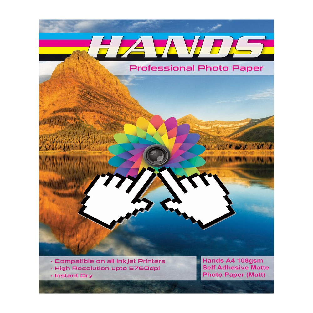 Hands Paper Full Range from Gloss Matte Double Sided, Self Adhesive, Satin
