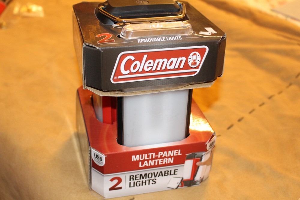 New Coleman Multi-Panel Rechargeable Lantern w/ 2 removable Lights - USB Charge