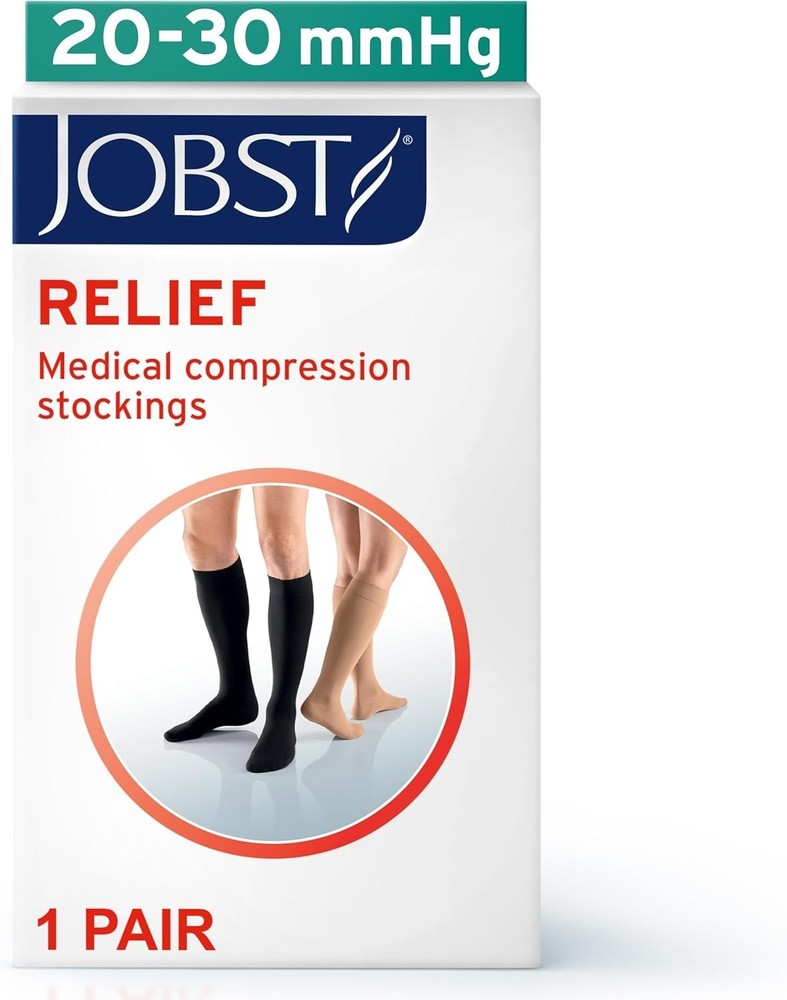 Relief Graduated Compression Socks, Open Toe, Beige