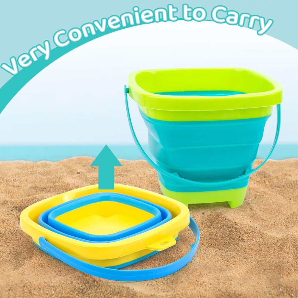 Shindel 3Packs Foldable Pail Bucket, 2L Silicone Medium, Multicolor
