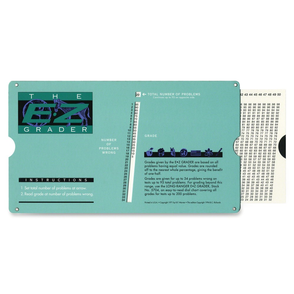 Grading Calculator - E-Z Grader Teacher's Aid Scoring Chart (Original) - 8-1/2"