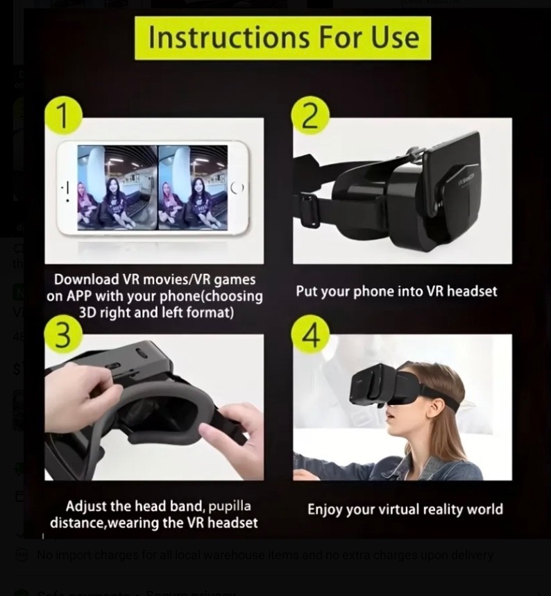 VR 3D Headset Virtual Reality Goggles + Headphones For IOS Android