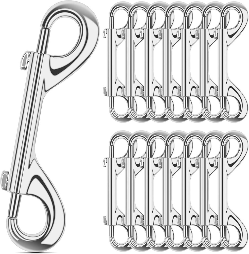 Extra Large 15 Pack 4.7" Double Ended Clips - Rust-Resistant Dog Leash Hooks