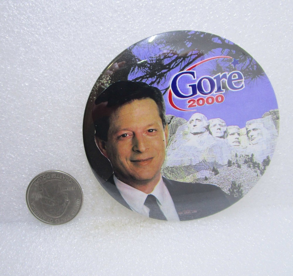 2000 Al Gore Mount Rushmore Button Pin