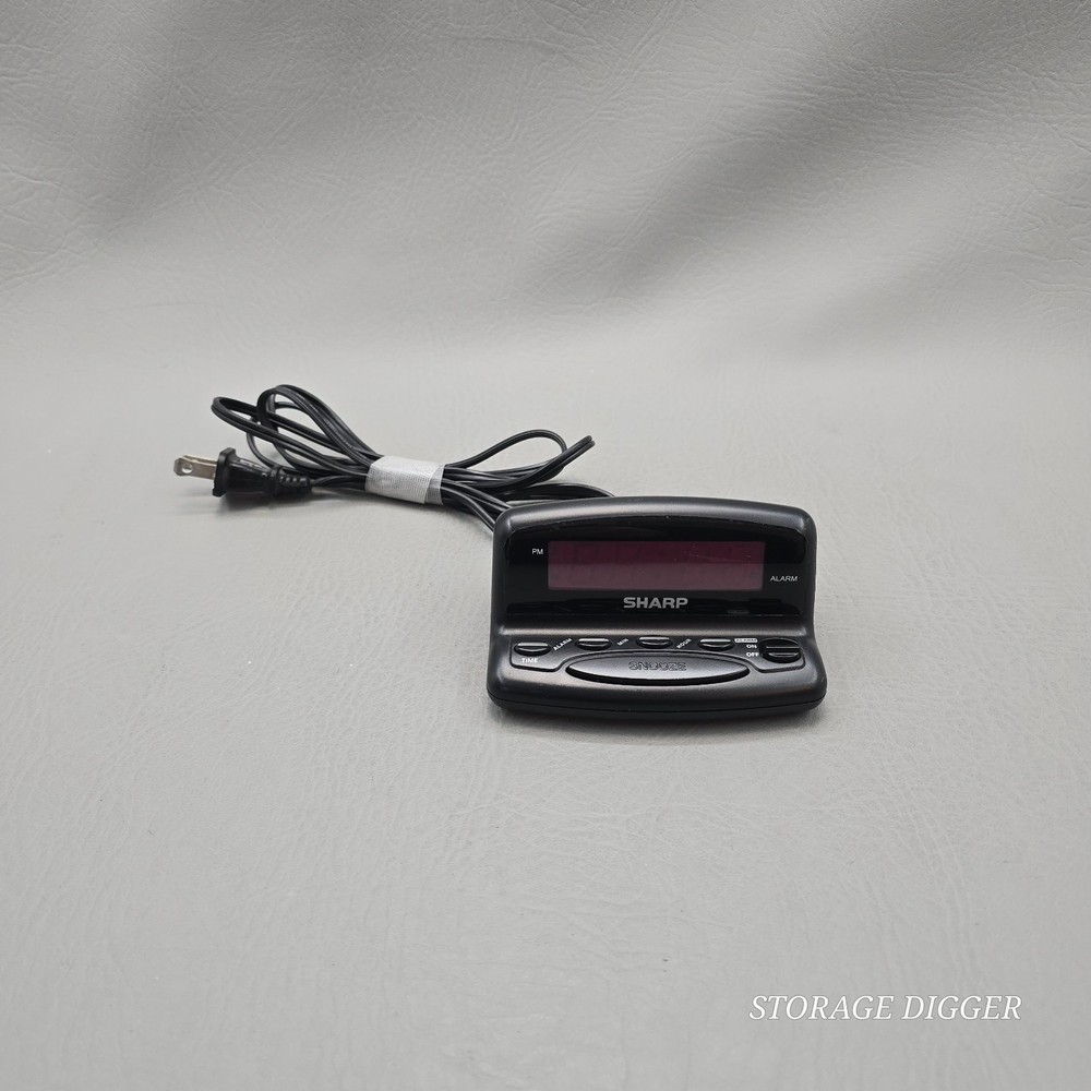 Sharp SPC026 Digital Alarm Clock Black LED Display Snooze Button Battery Backup