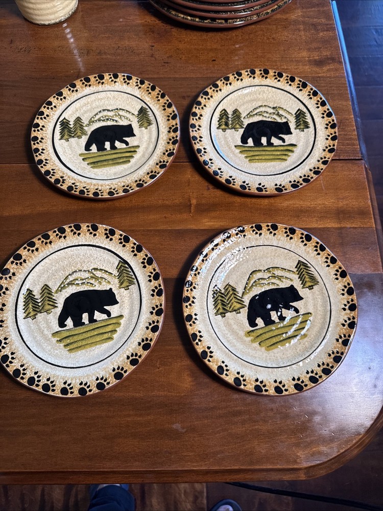 Rustic Bear Paseo Road 16-Piece Ceramic Dinnerware Set for Cabin Style Dining
