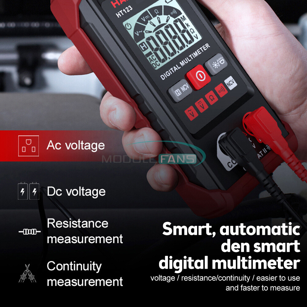 HT123 Digital Multimeter Smart Meter Volt AC DC 600V Tester True RMS Backlight