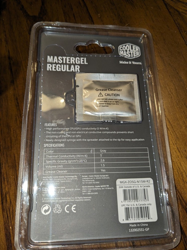 Cooler Master New Edition MasterGel Regular High Performance Thermal Paste.