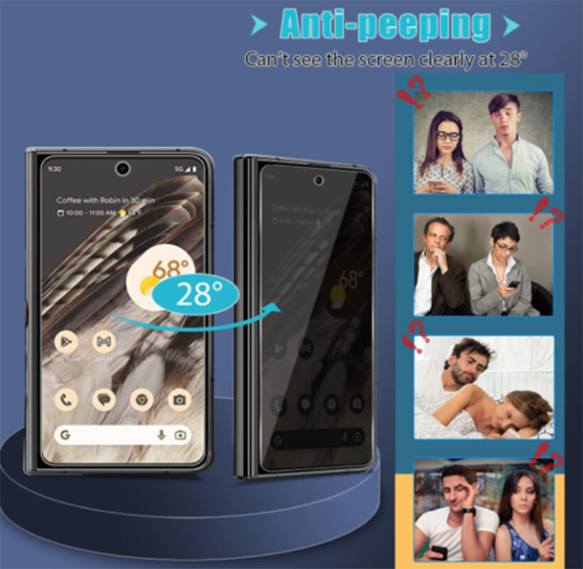 2X/4X Privacy Tempered Glass Front Screen Protector/Camera For Google Pixel Fold