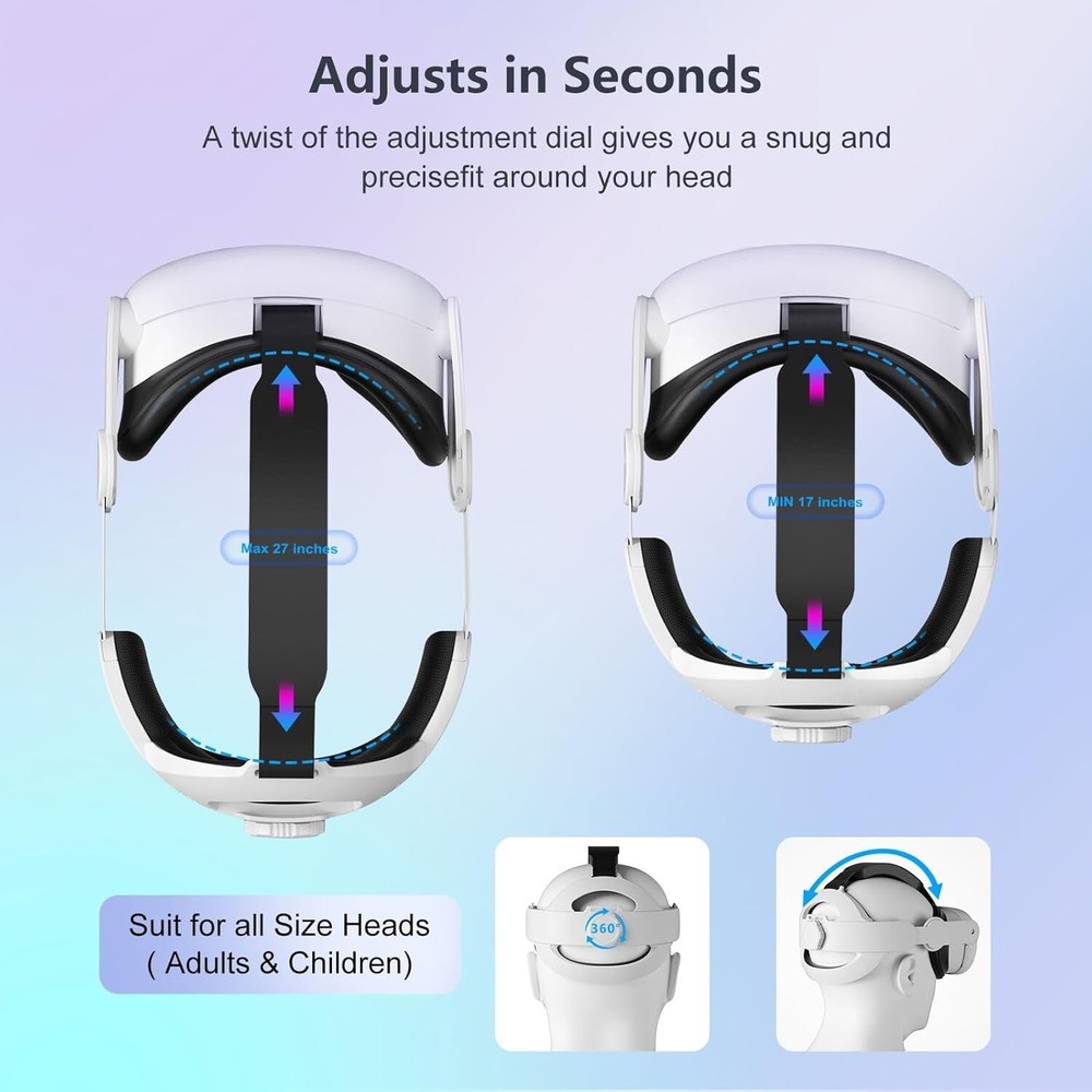 Head Strap for Meta Oculus Quest 3S/ Quest 3 Pressure-Free Elite Strap
