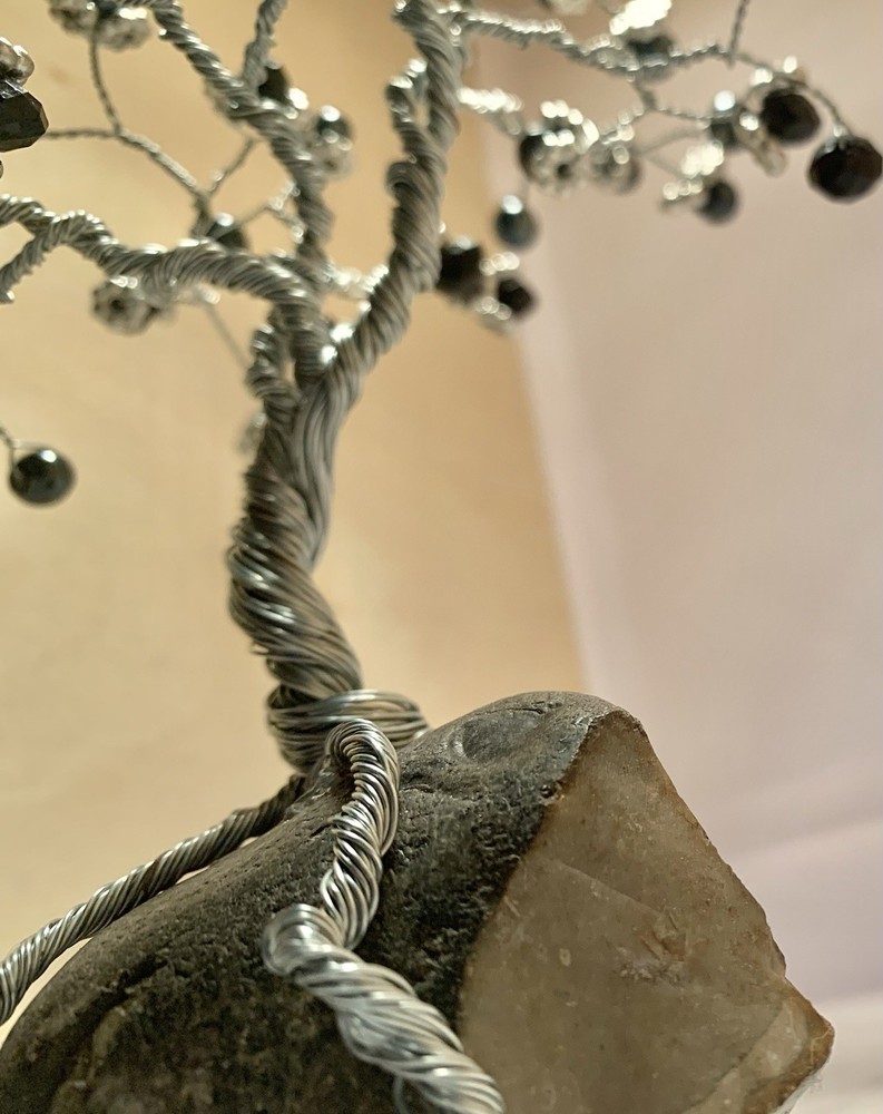 Handcrafted Wire and Bead Black Bonsai Tree