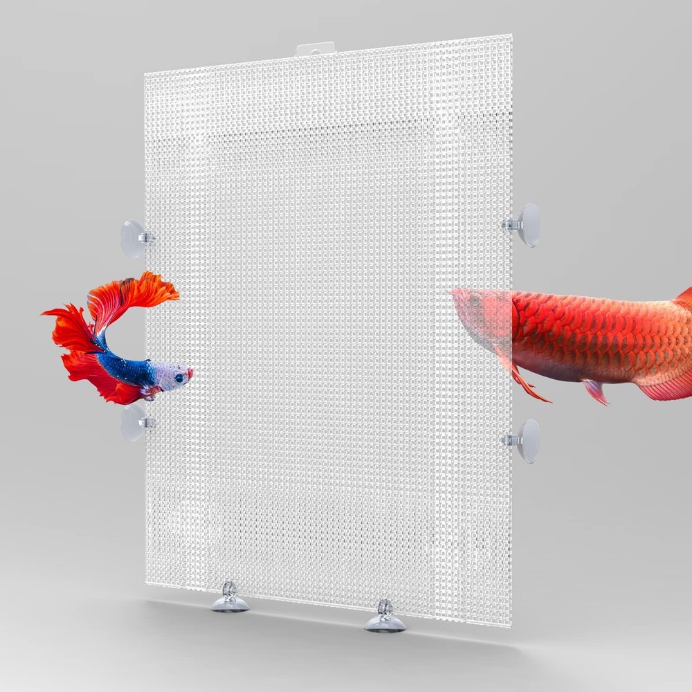 2 Pack Fish Tank Divider with Suction Cup Plastic Cuttable Grid Plate Separator