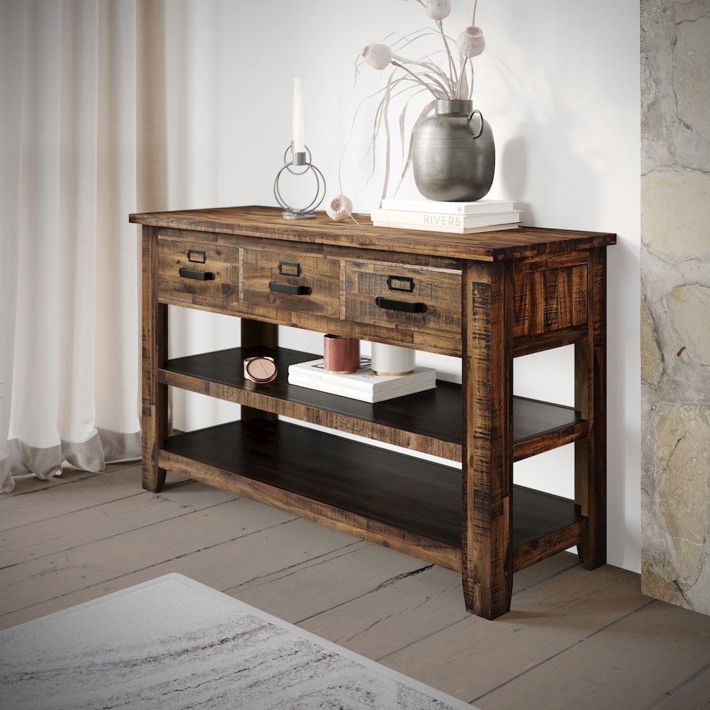 Cannon Valley Distressed Industrial 50" Sofa Table