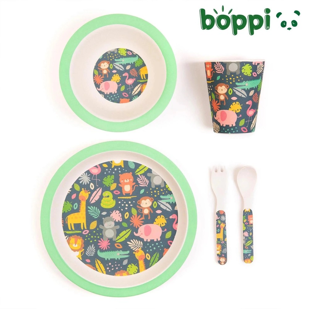 Boppi: Bamboo Dinnerware 5-Piece Set - Jungle Set 2