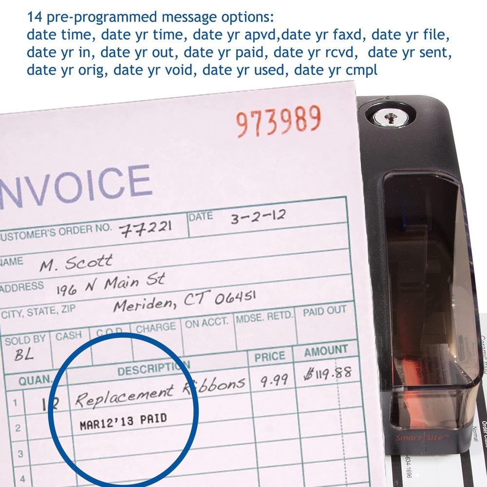 Pyramid Time Systems Model 3600SS SmartSite Time Clock and Document Stamp, Sm...