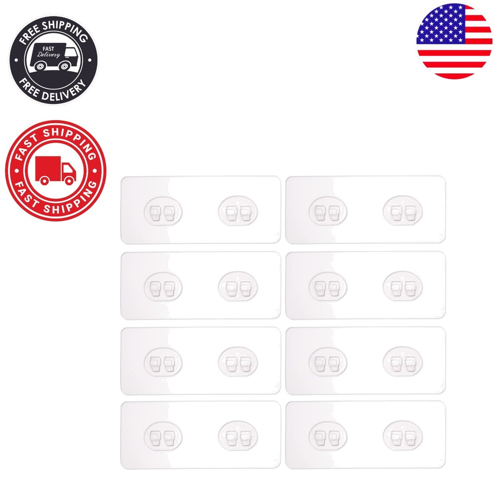 Strong Double Hook Shower Caddy Adhesive - 8 Pack, Ideal for Kitchen & Bath