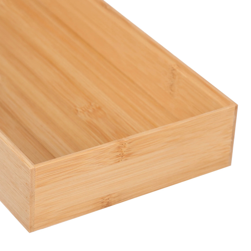 Bamboo Drawer Organizer 2 Pack Long Storage Tray Kitchen Desk Divider