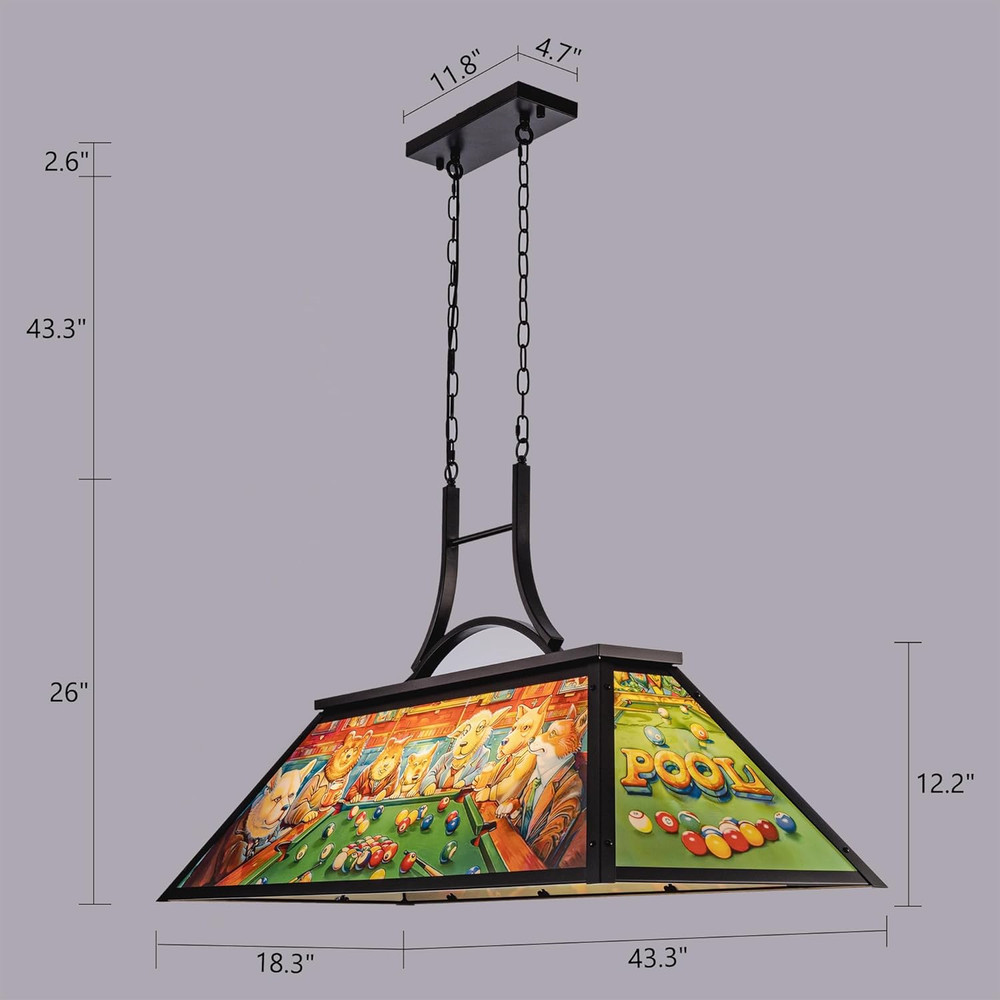 Rustic Tiffany Pool Table Light Vintage Funny Animal Playing Billiard Lights