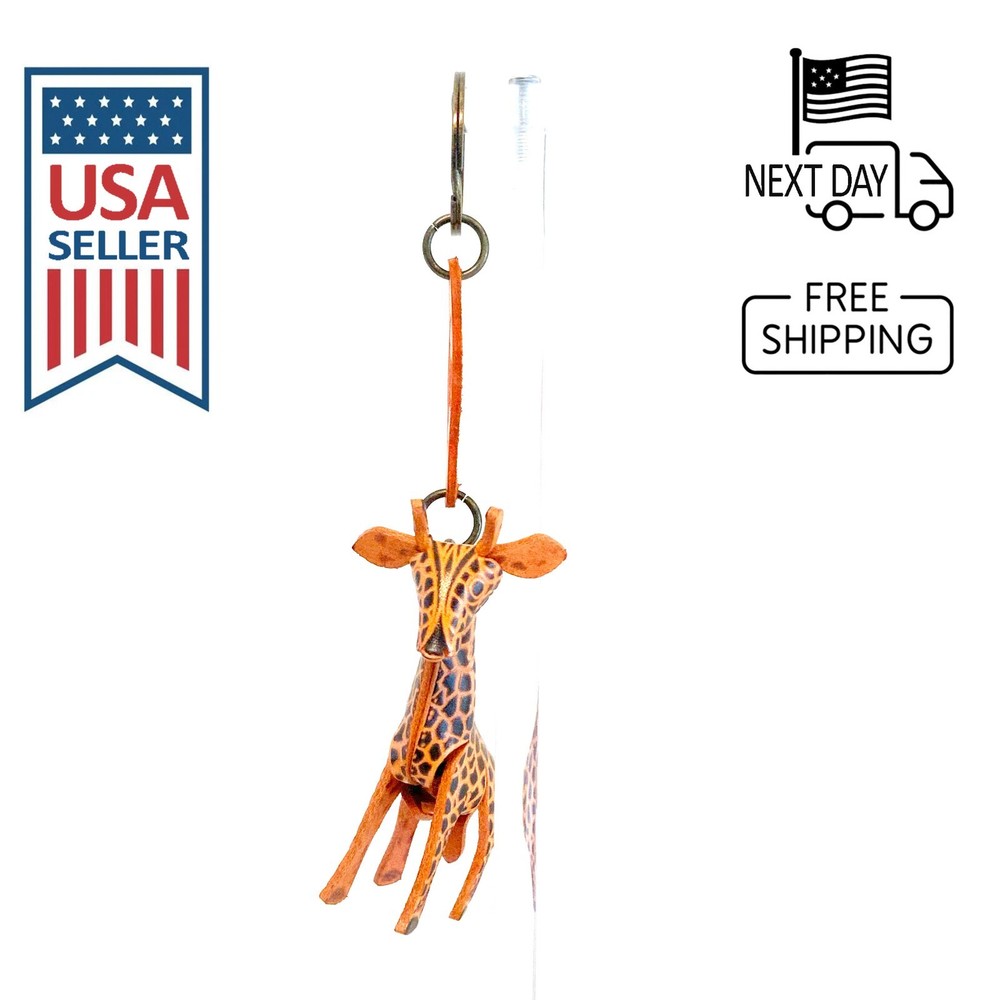 Giraffe Handmade Leather Keyring