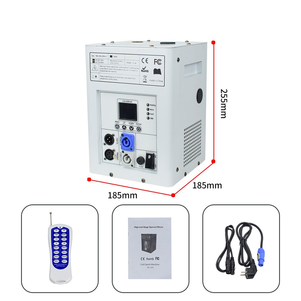 2X Cold Spark Machine DMX512 Spark Firework Machine with Flight Case White