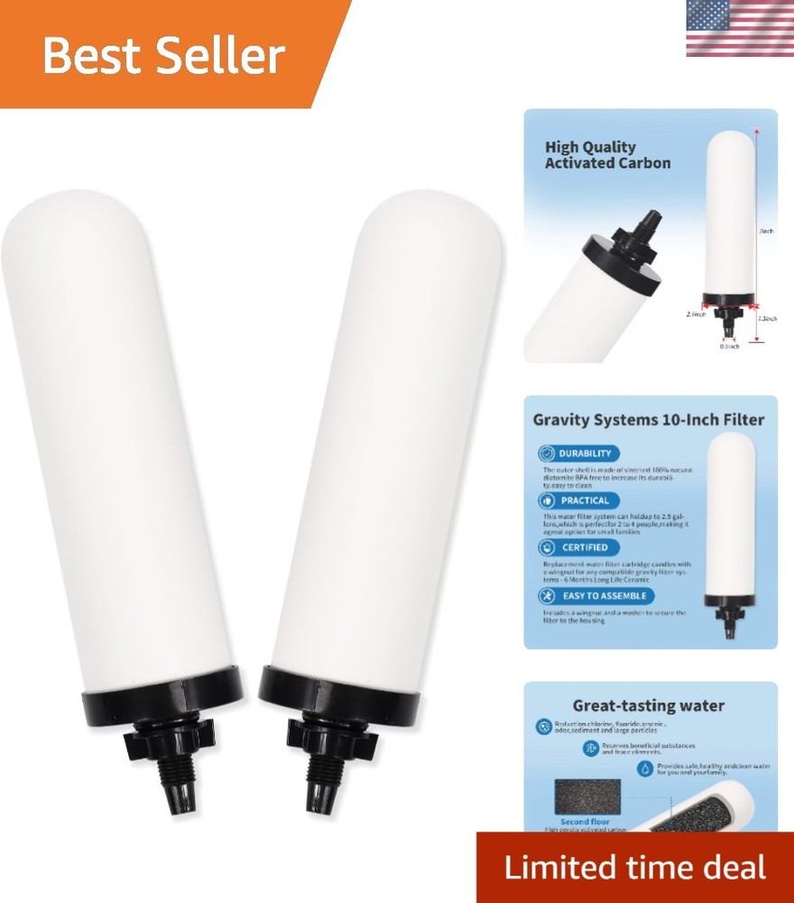 Ceramic Water Filter Candle 7 Inch Replacement for Gravity Water Filtration S...