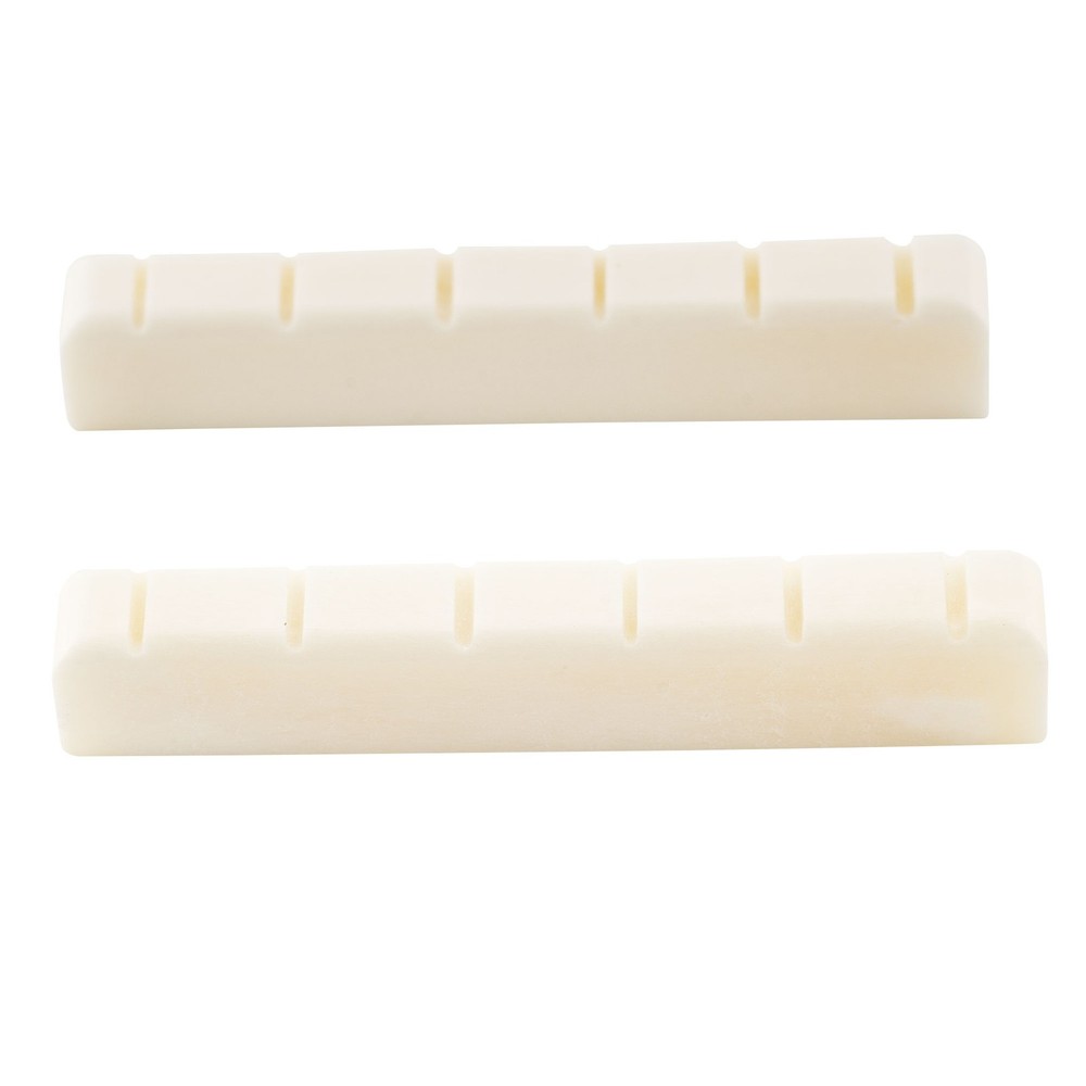 Musiclily 2Pcs 52mm Pre Slotted Flat Bottom 6 String Classical Guitar Bone Nut
