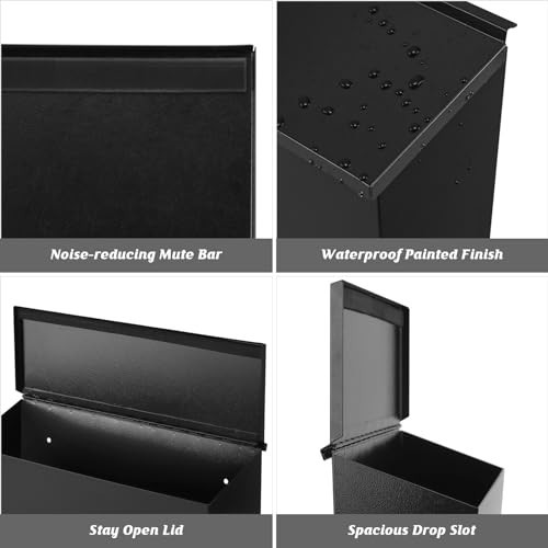 KYODOLED Wall-Mount Mailbox for House, Large Capacity Mail Box, Galvanized Steel