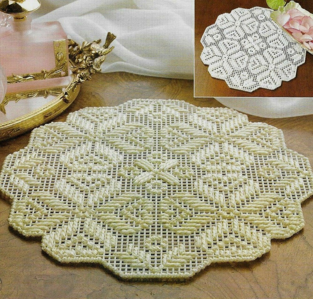 VARIATIONS ON A THEME DOILY HOME DECOR PLASTIC CANVAS PATTERN INSTRUCTIONS