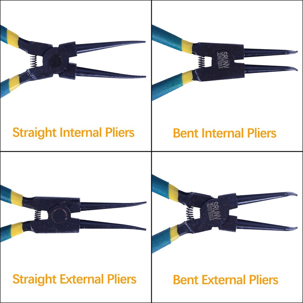 4pcs Portable 7 Internal External Retaining Clips Snap Ring Circlip Pliers Set