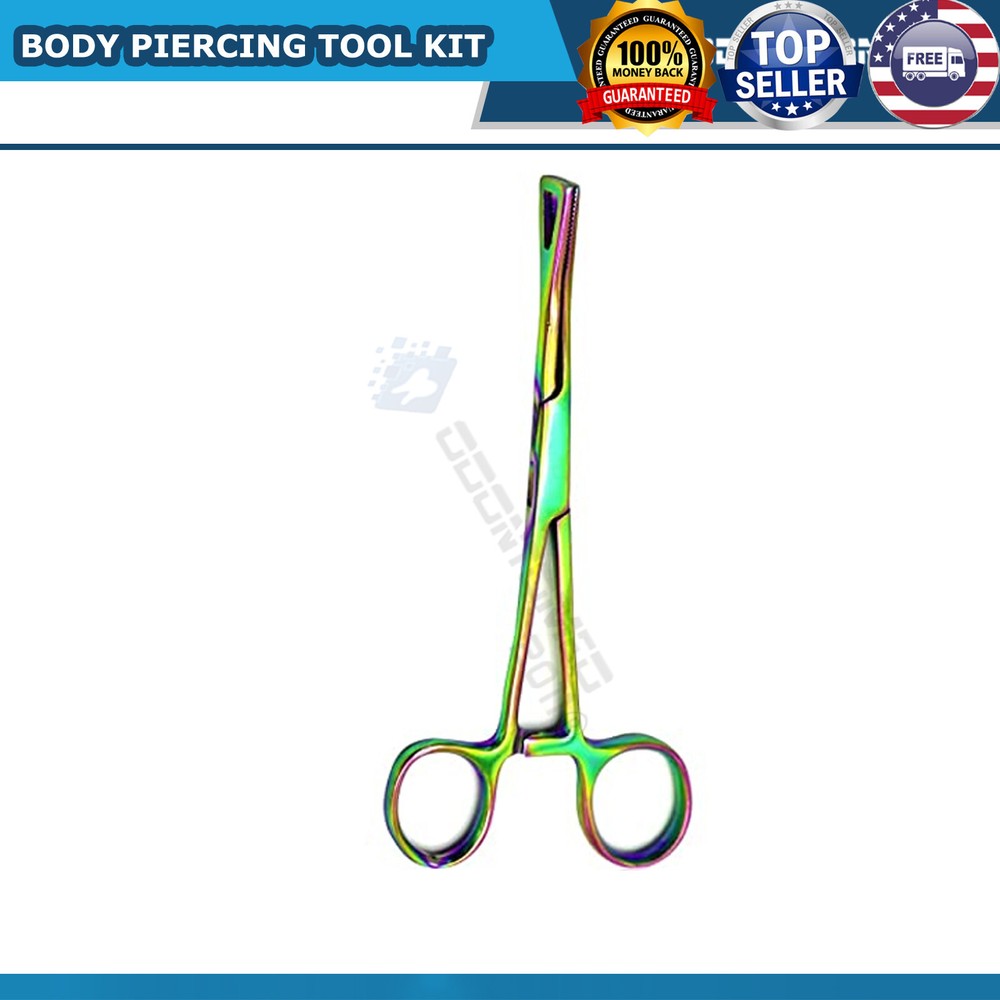 MULTI RAINBOW 7 Body Piercing Instruments Kit Tools Penington Forceps NOSE EAR