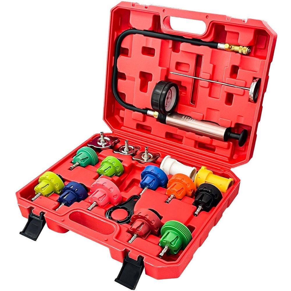 18Pcs Universal Radiator Pressure Tester Kit Coolant Vacuum Type Cooling System
