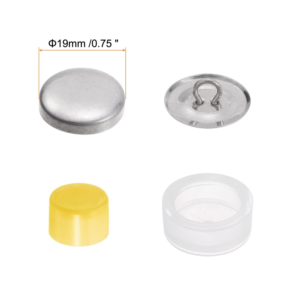 40 Sets Self Cover Button Kit 19mm Aluminum Button with 2 Tools