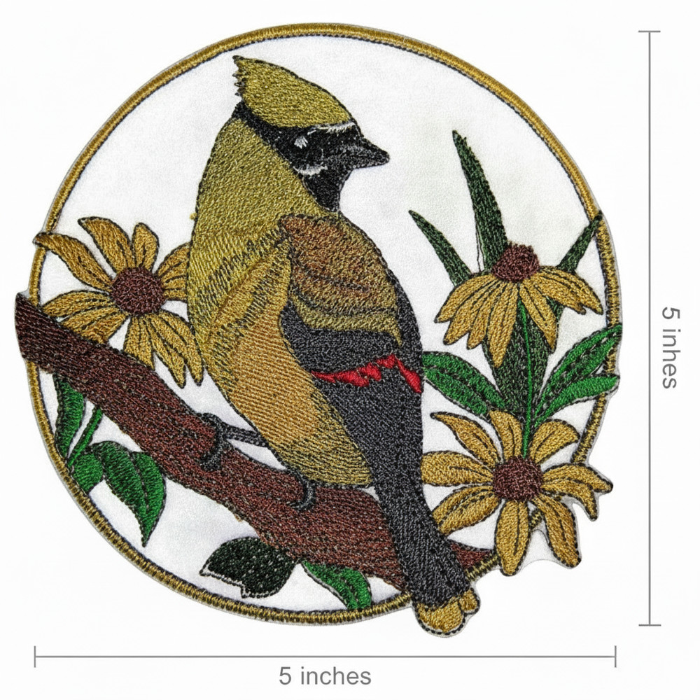 Cedar Waxwing Embroidered Patch