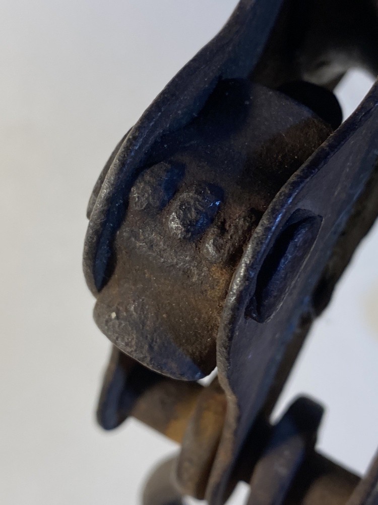 Antique Double Pulley w/ Hook & Line Stop 8”
