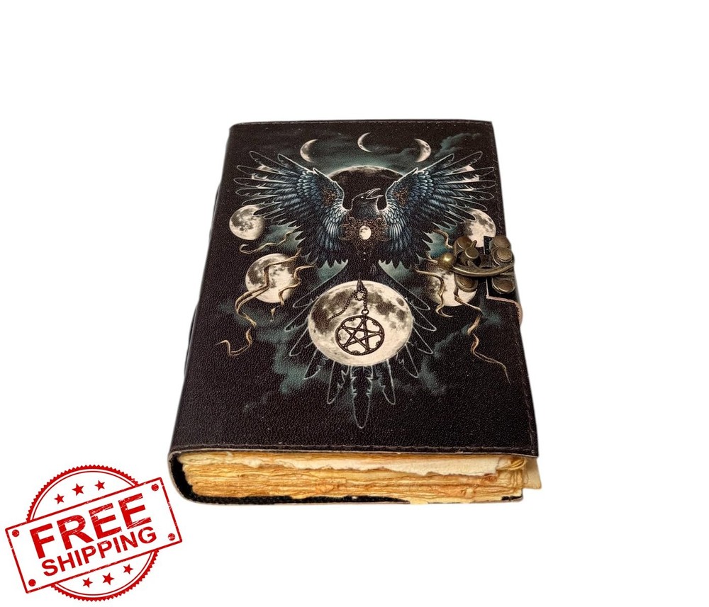 Spell Book of Shadows Journal, Lock Clasp Witchcraft Diary Phoenix