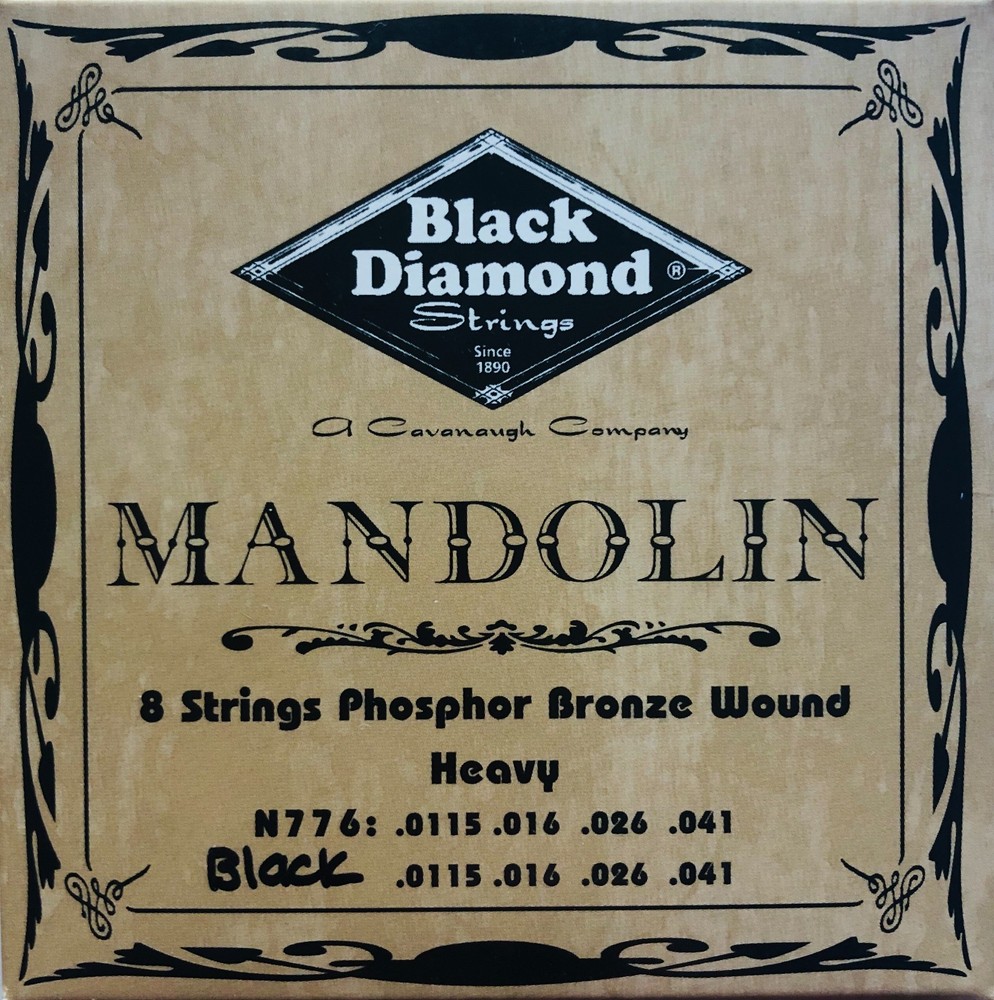 Black Diamond N776B Black Phosphor Bronze Mandolin Strings; Loop End 11.5-41
