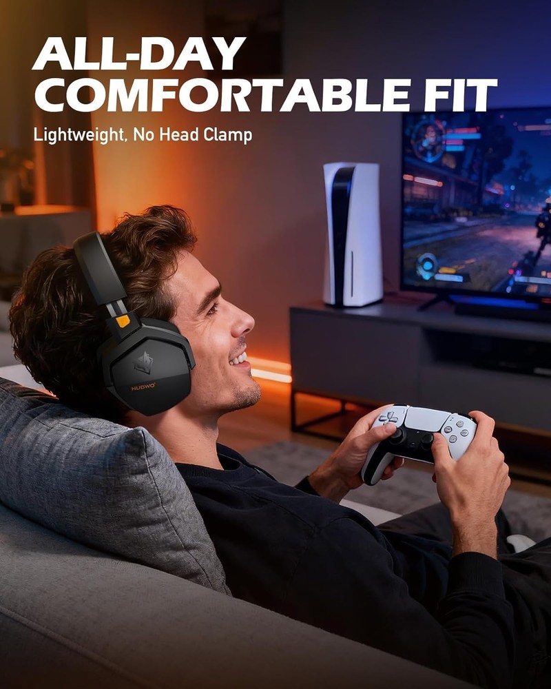 NUBWO Wireless Gaming Headset with Mic for Ps5 Ps4 PC, Zero Interference, 100-hr