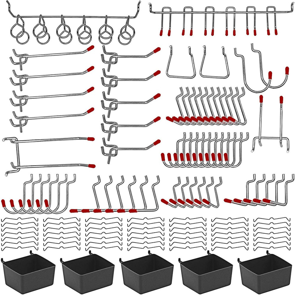 114 Pcs Pegboard Hooks Assortment with Metal Hooks Sets, Pegboard Bins, Peg Lock