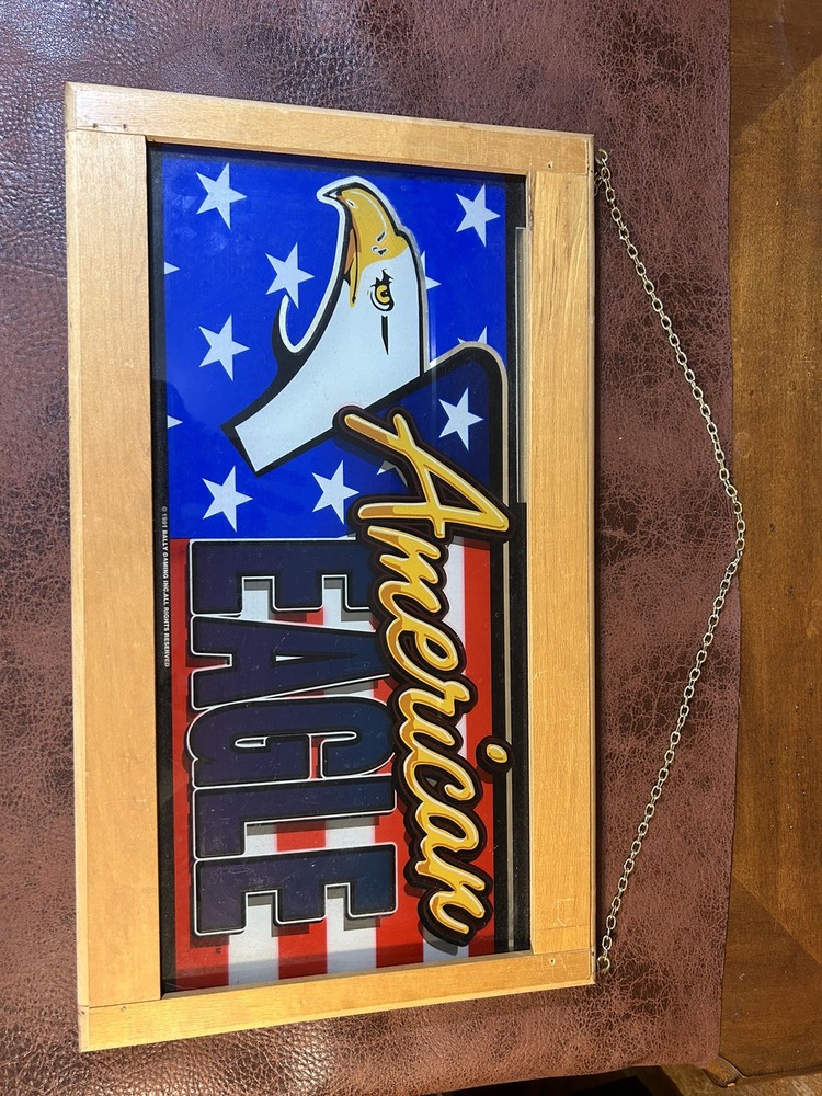 Framed American Eagle Sign (From 1991 Bally Pinball Game)