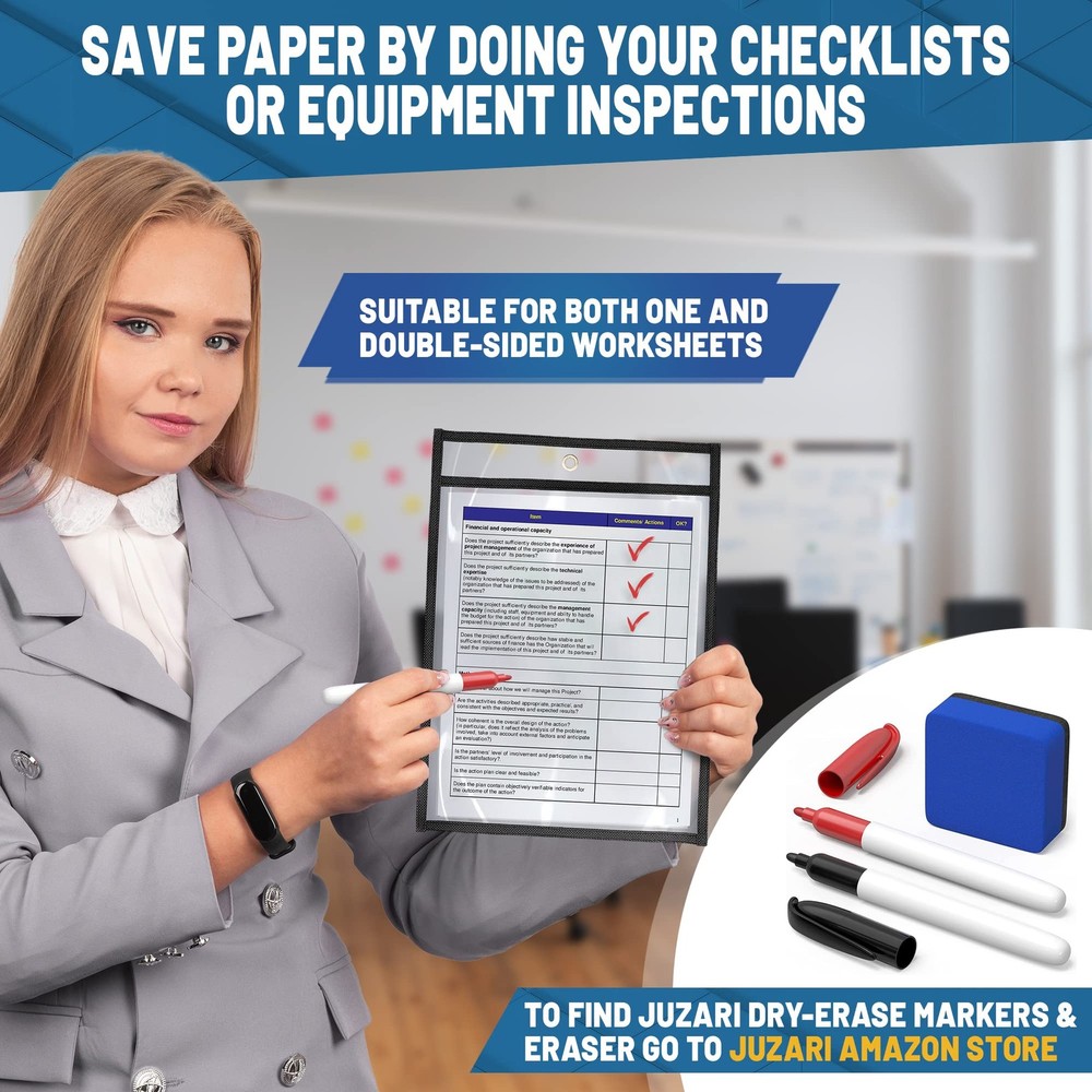 30 Pack Job Ticket Holders 8.5x11 - Work Order Plastic Sleeves for Documents ...