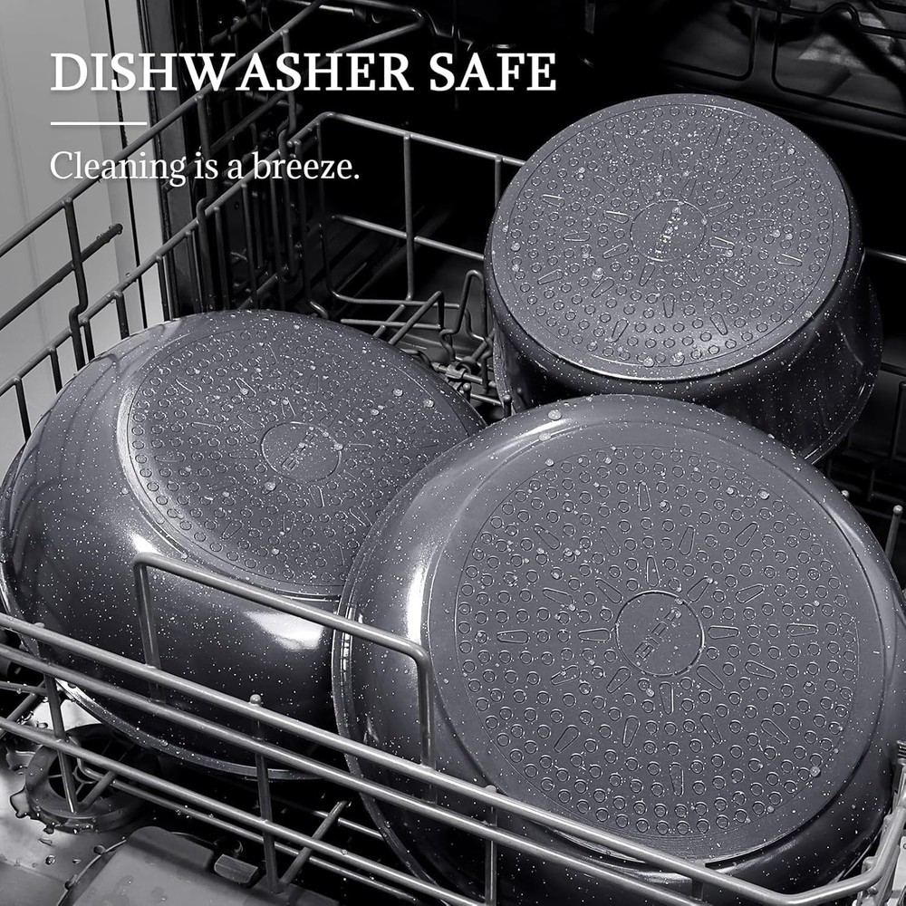 5-Piece Non-Stick Ceramic Cookware Set with Detachable Handle & Dishwasher Safe