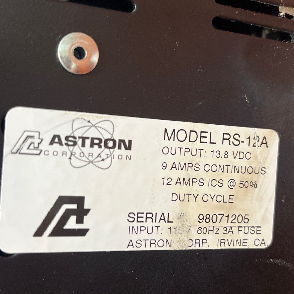 Astron RS-12A 12 Amp Regulated Power Supply, Preowned. *** LOOK***