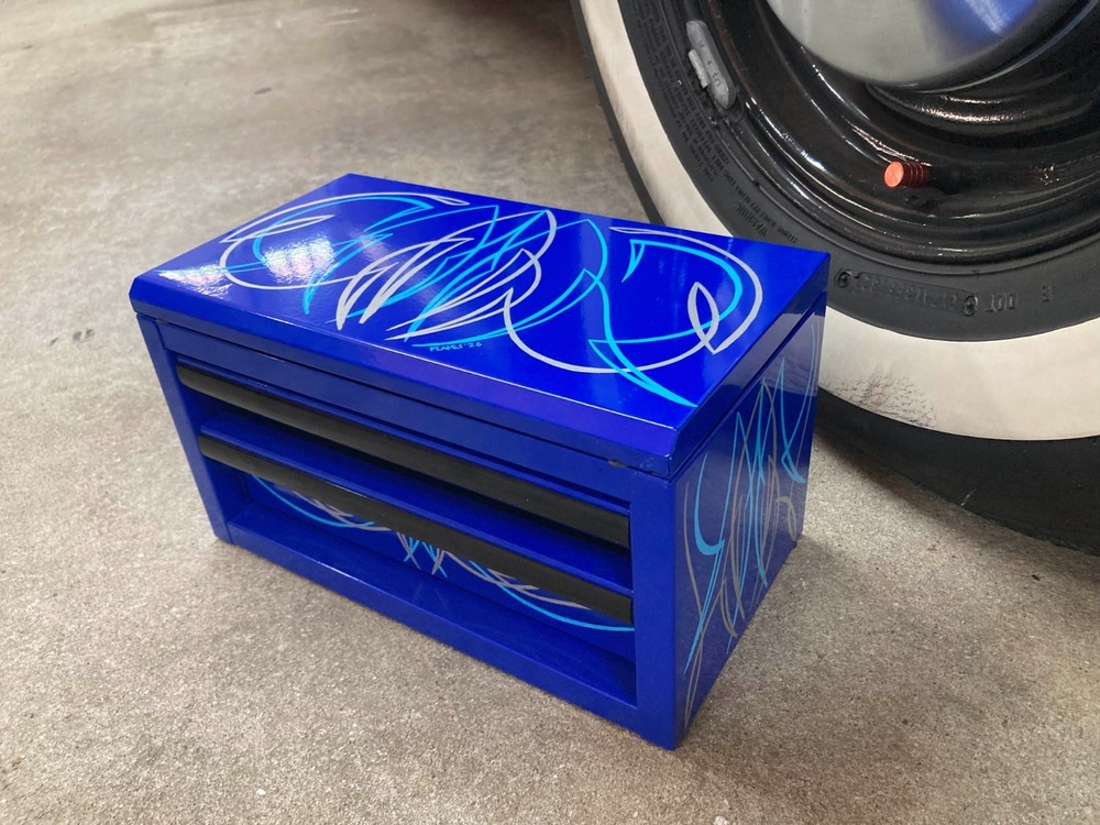 Blue Mini Toolbox Hot Rod Pinstripes