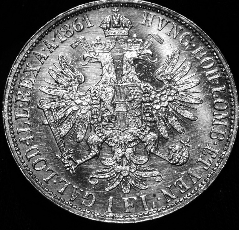 AUSTRIA 1861 ONE FLORIN SILVER A2211-530