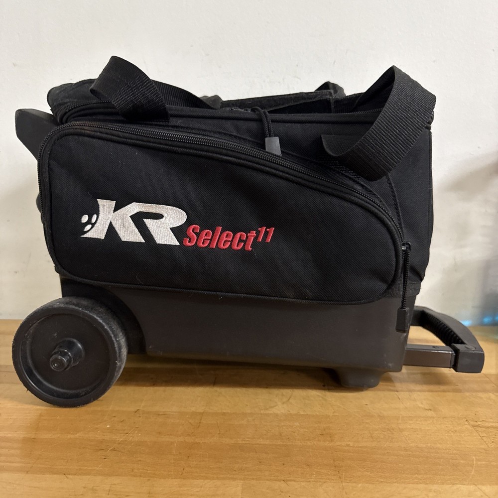 KR Select 11 Single Ball Bowling Bag Black -  Wheeled Rolling -Extendable Handle