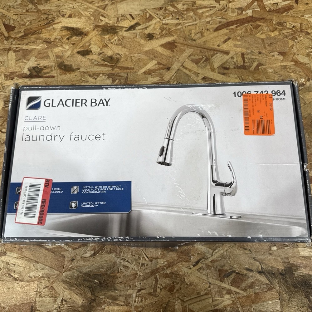 Glacier Bay Clare Single Handle Pull Down Laundry Utility Faucet in Chrome